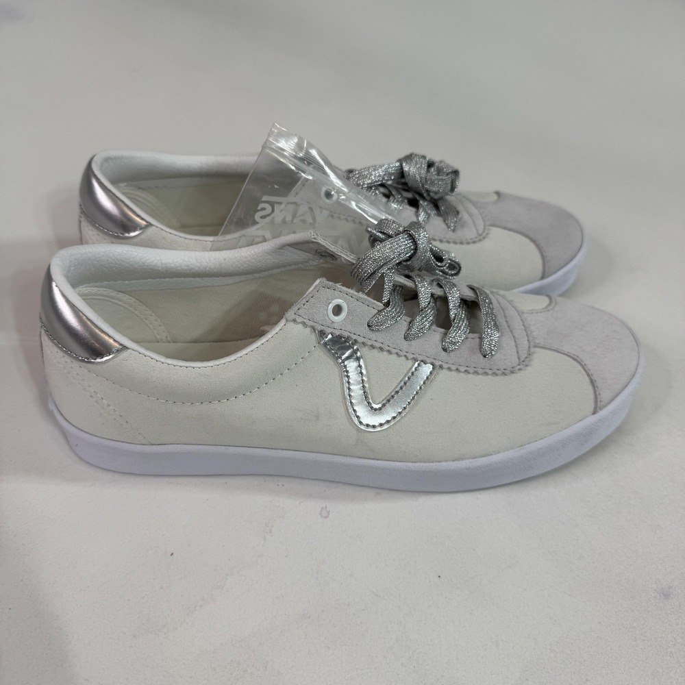 Vans Shoes Womens‎ 11 Men 9.5 White Silver Low Top Suede Skate Sneakers Gum Sole